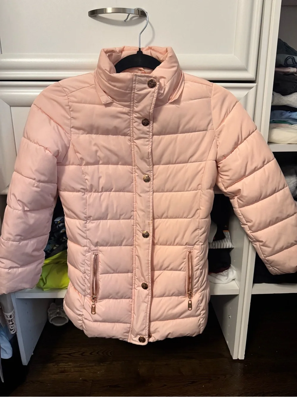 Justice Girls' Light Pink Quilted Puffer Jacket